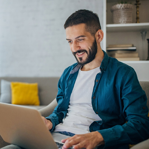 Man looking at laptop