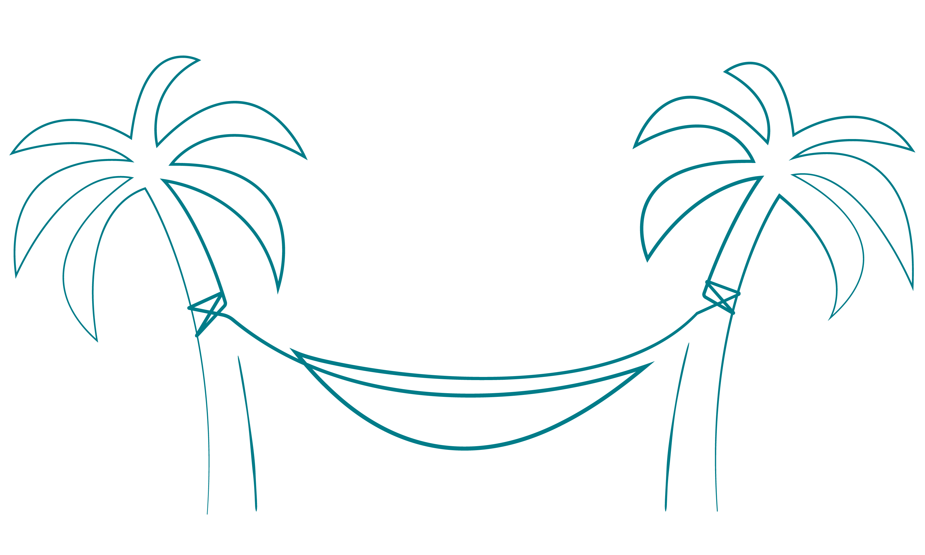 hammock and palm trees line illustration