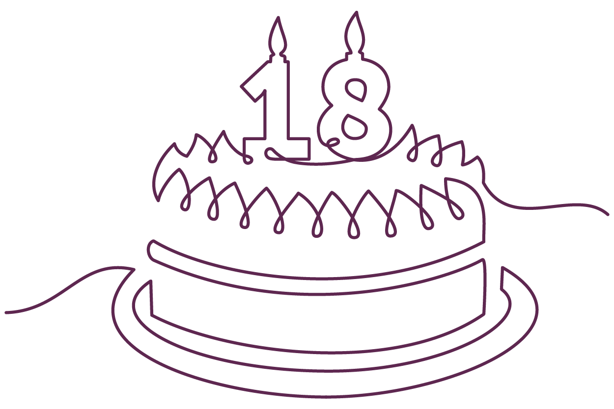 18th birthday cake illustration plum